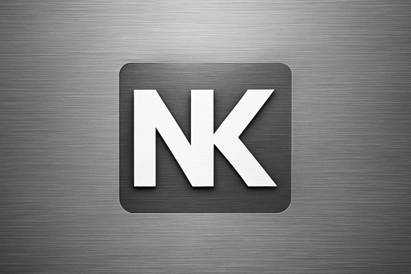 fais moi une icone avec NK comme logo sur un fond métal ou bois