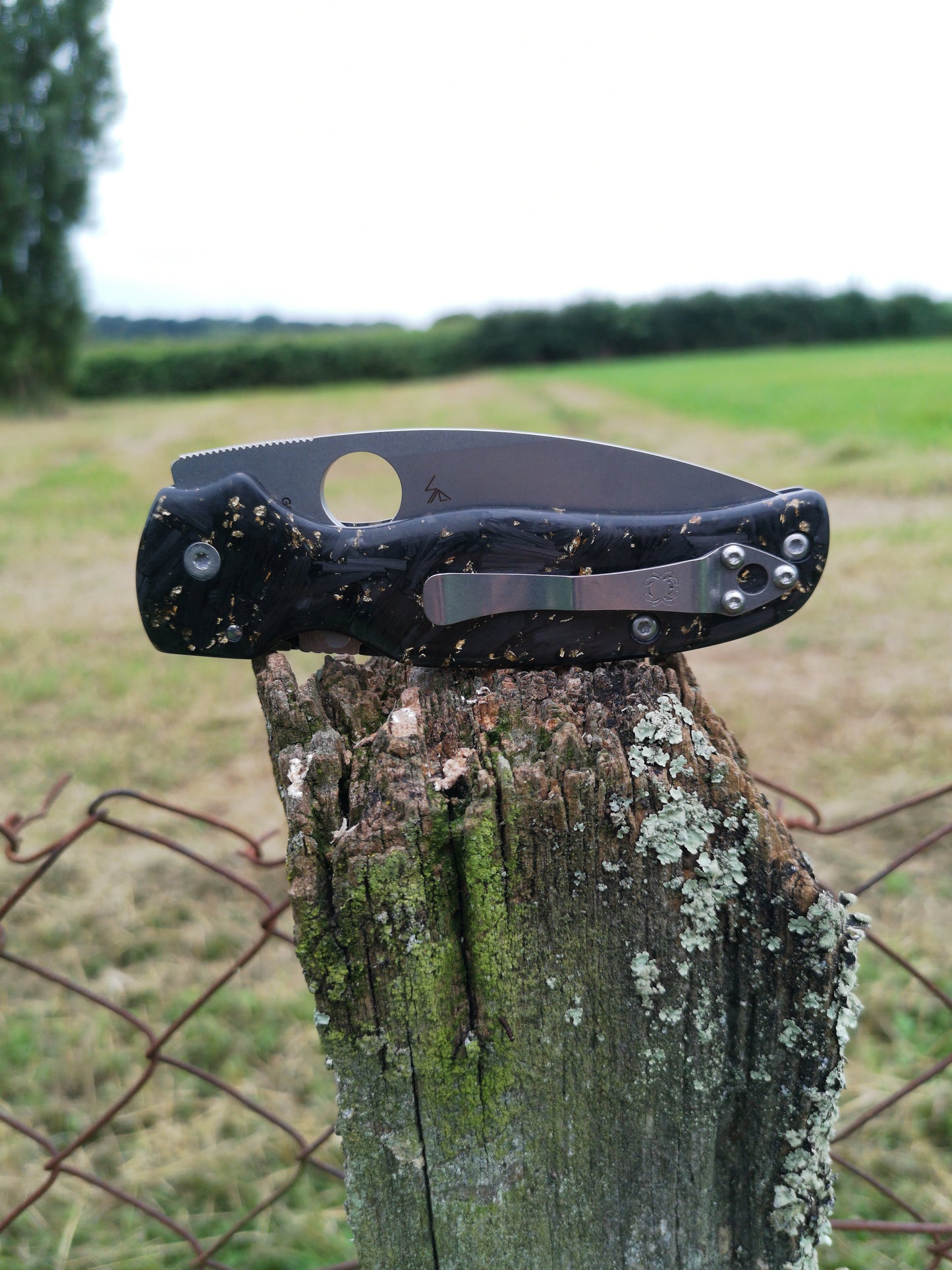 Scales in Shredded carbon for Spyderco Shaman