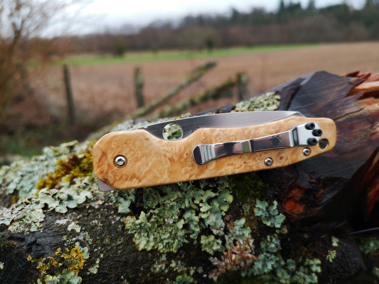 Scales in stabilized wood for Spyderco Smock