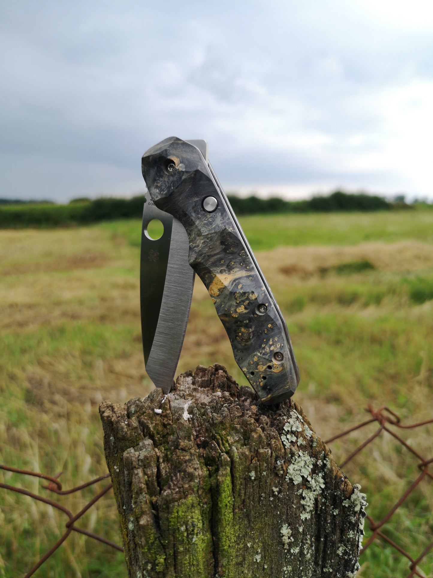 Scales in stabilized wood for Spyderco Smock